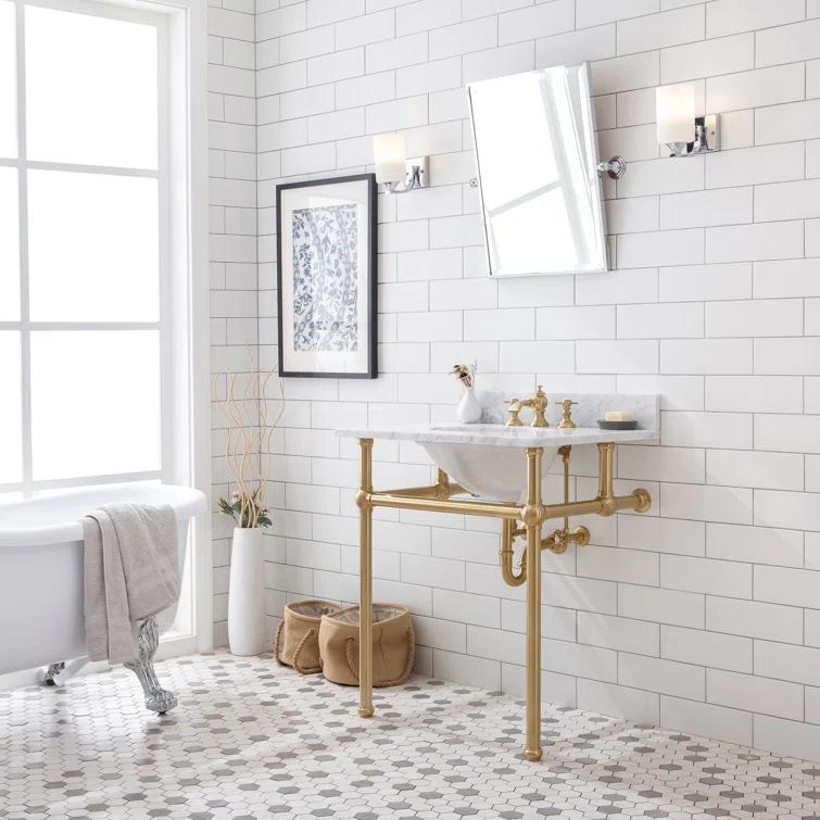 Copeland 30'' Single Bathroom Vanity with Carrara Marble Top with Mirror