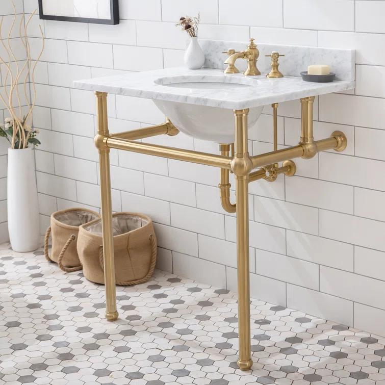 Copeland 30'' Single Bathroom Vanity with Carrara Marble Top with Mirror