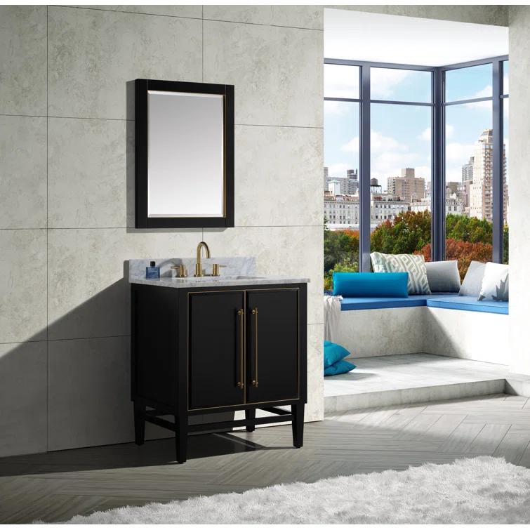 AVANITY  Mason 24 in. Wall Mounted Mirror with Matte Gold Trim - 24"W x 32"H Black Black