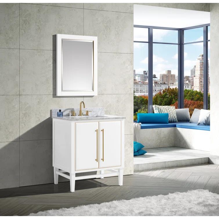 AVANITY  Mason 24 in. Wall Mounted Mirror with Matte Gold Trim - 24"W x 32"H White White