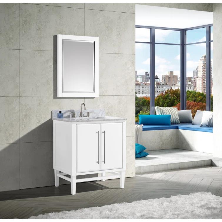 AVANITY  Mason 24 in. Wall Mounted Mirror with Brushed Silver Trim - 24"W x 32"H White White