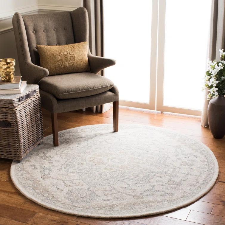 Micro-Loop MLP503 Hand Tufted Indoor Accent Rug - Ivory/Beige - 3' Round - Safavieh