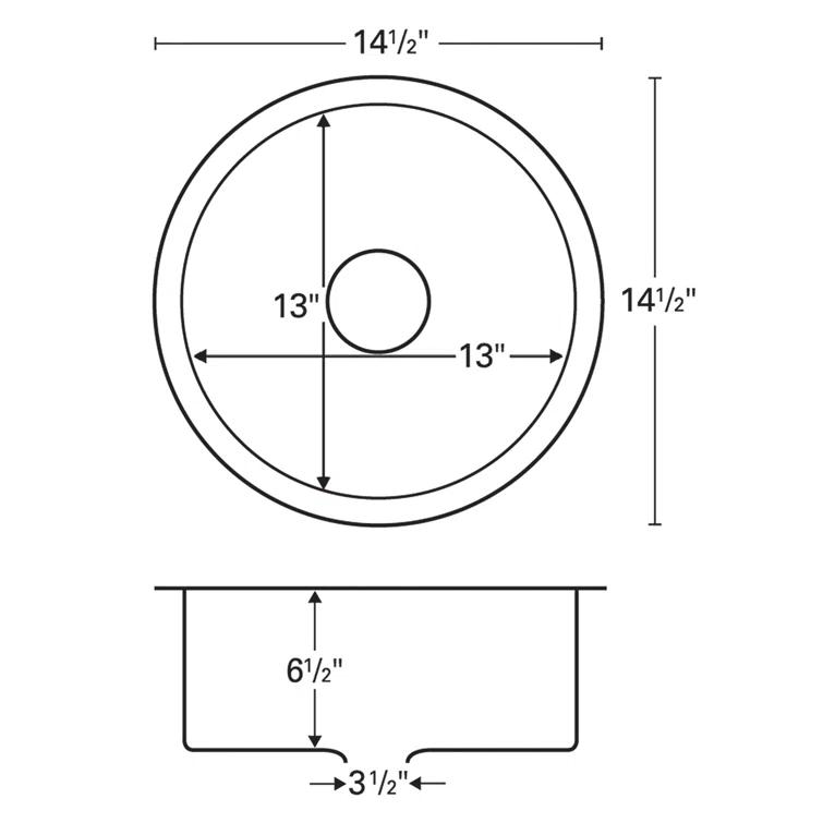 Karran U-1414 Karran 18-Gauge Stainless Steel 14-1/2'' X 14-1/2'' Undermount Bar Sink