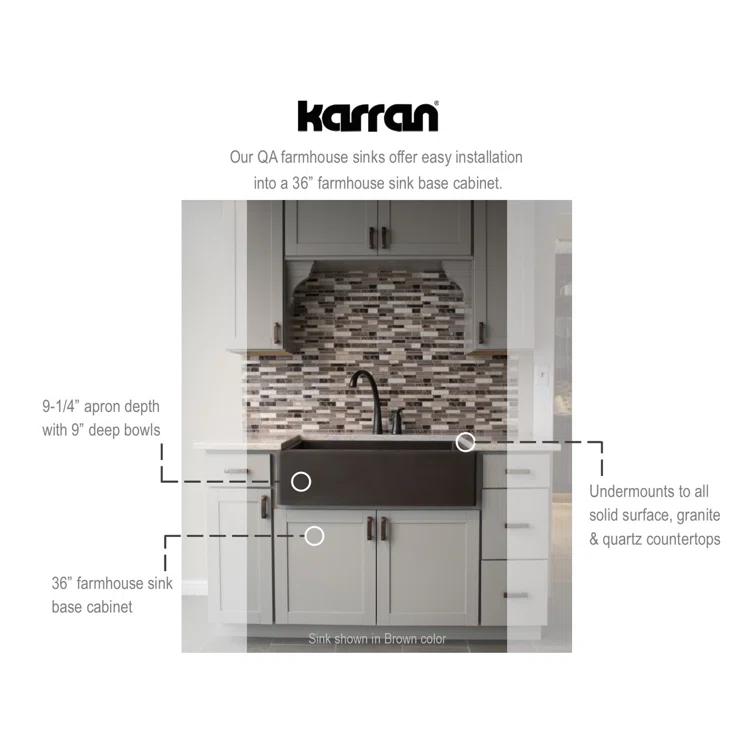 Karran Farmhouse/Apron-Front Quartz Composite 34'' X 21-1/4'' Single Bowl Kitchen Sink