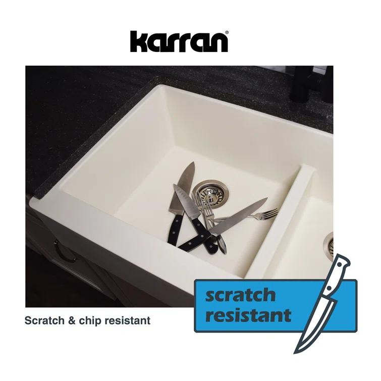 Karran Farmhouse/Apron-Front Quartz Composite 34'' X 21-1/4'' Single Bowl Kitchen Sink
