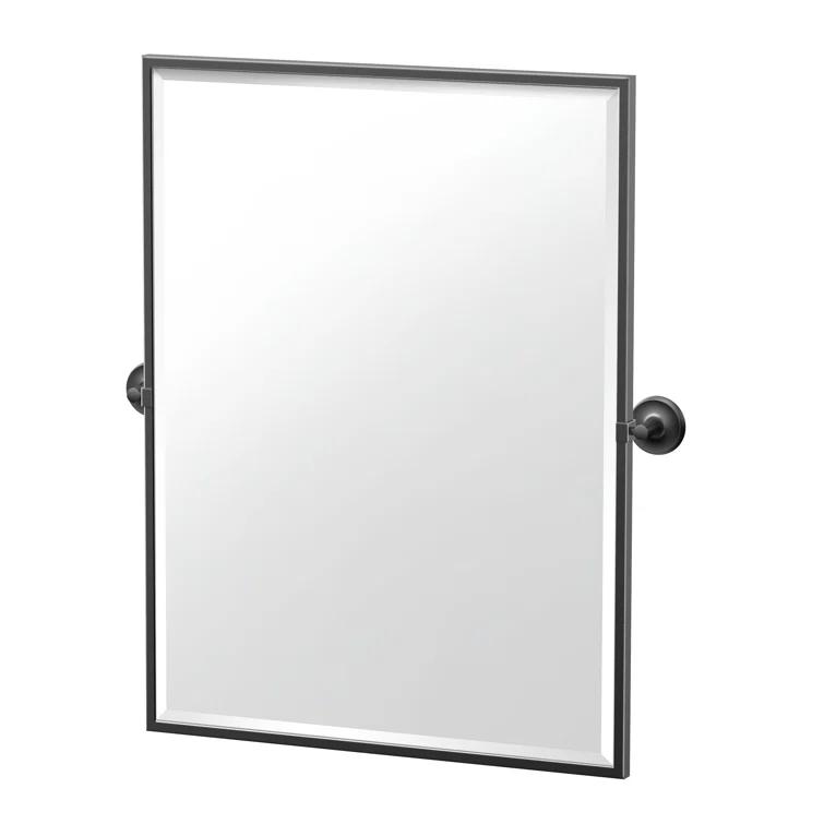 Designer II Wall Mount Framed Rectangle Mirror | Pivoting and Beveled Bathroom Mirror
