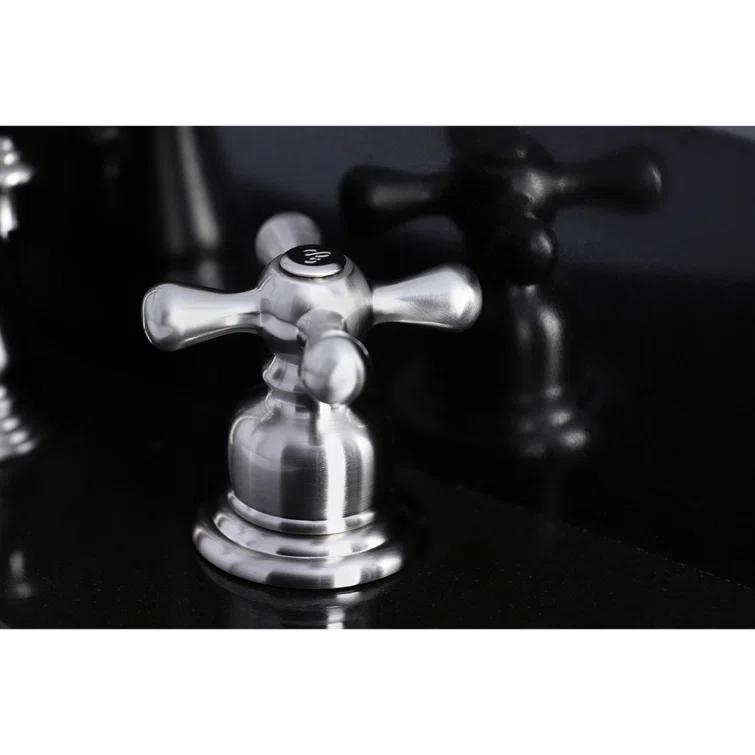 Kingston Brass American Classic Two-Handle 3-Hole Deck Mount Widespread Bathroom Faucet with Pop-Up Drain