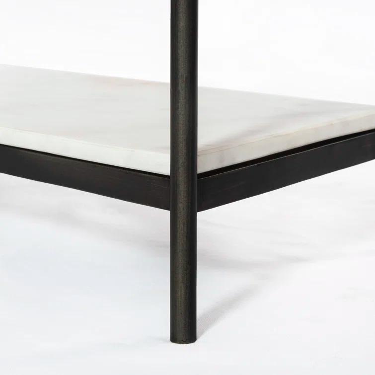 Felix 36'' Hammered Gray Metal and White Marble Console Table