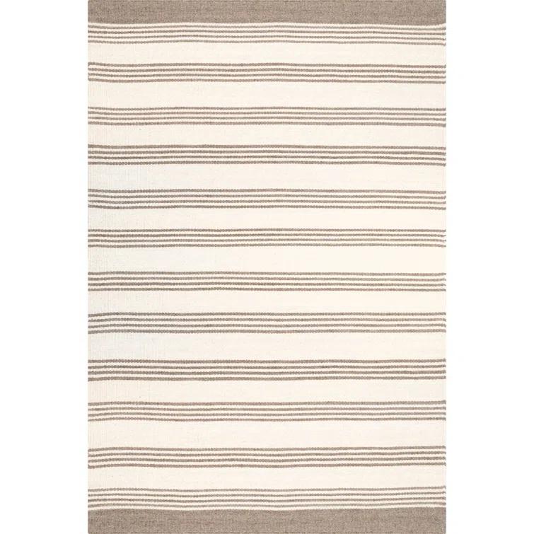 Highland Dunes Striped Cotton/Wool Beige Area Rug