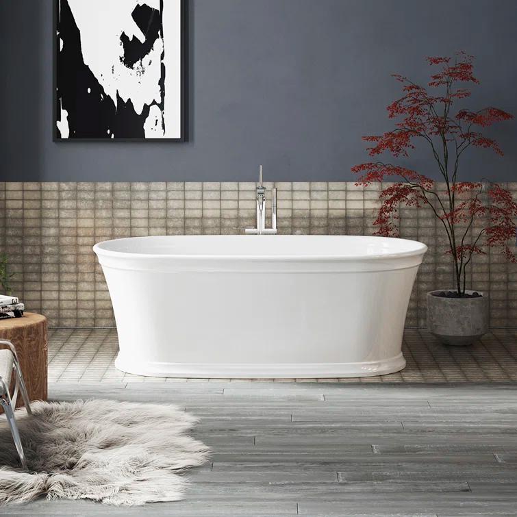 Memoirs® 60" x 34" Freestanding Soaking Bathtub with Slotted Overflow and Center Toe-Tap Drain