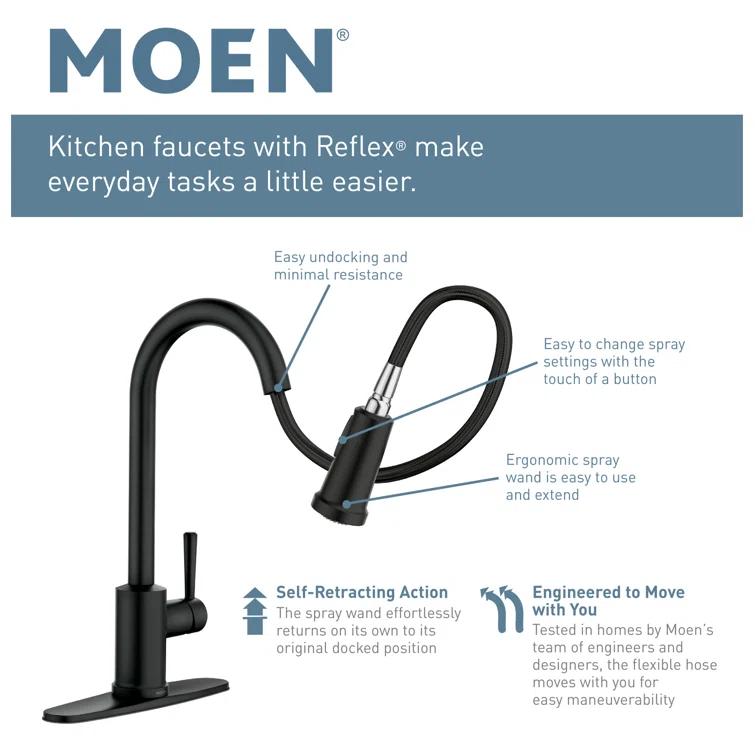 Moen Align One Handle Modern Kitchen Pulldown Faucet with Reflex and Power Clean Technology