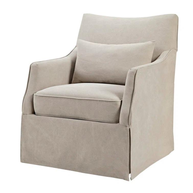 Martha Stewart London Farmhouse Skirted Swivel Chair with Lumbar Pillow