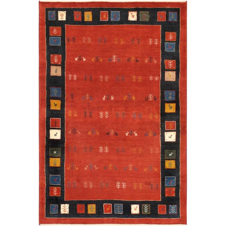 Rustic Hand-Knotted Rust Wool 3'11" x 5'11" Area Rug