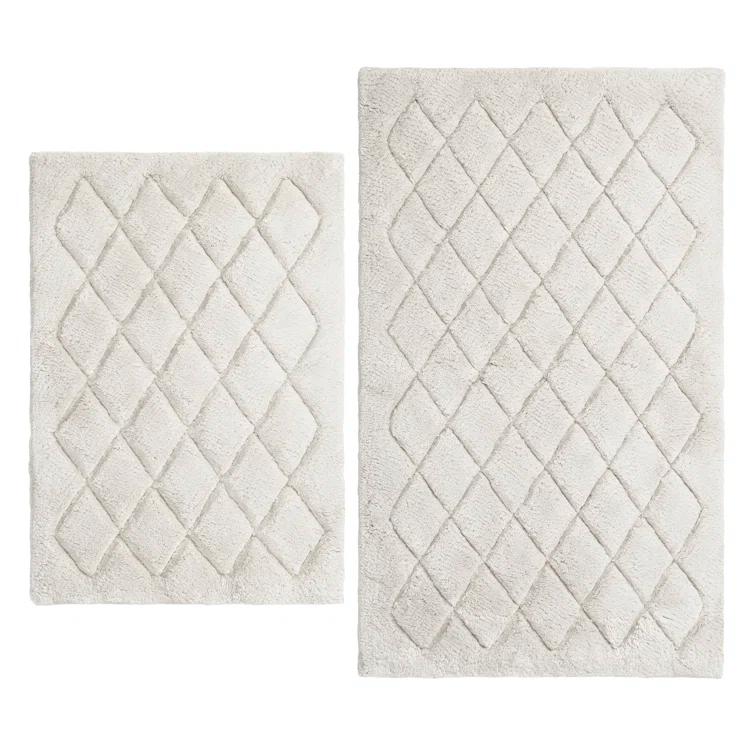 Marquis Diamond Rectangle Cotton Blend Geometric piece Bath Rug Set