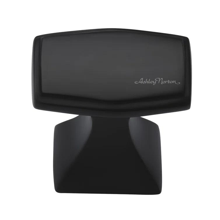 Flat Black Rectangular Brass Cabinet Knob with Mounting Hardware