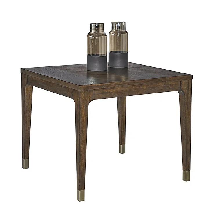 Sunpan Jaden 35.5" Square Modern Wood Dining Table in Brown/Antique Brass