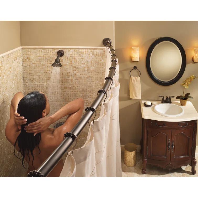 Moen 54-Inch to 72-Inch Adjustable Length Fixed Mount Single Curved Shower Curtain Rod