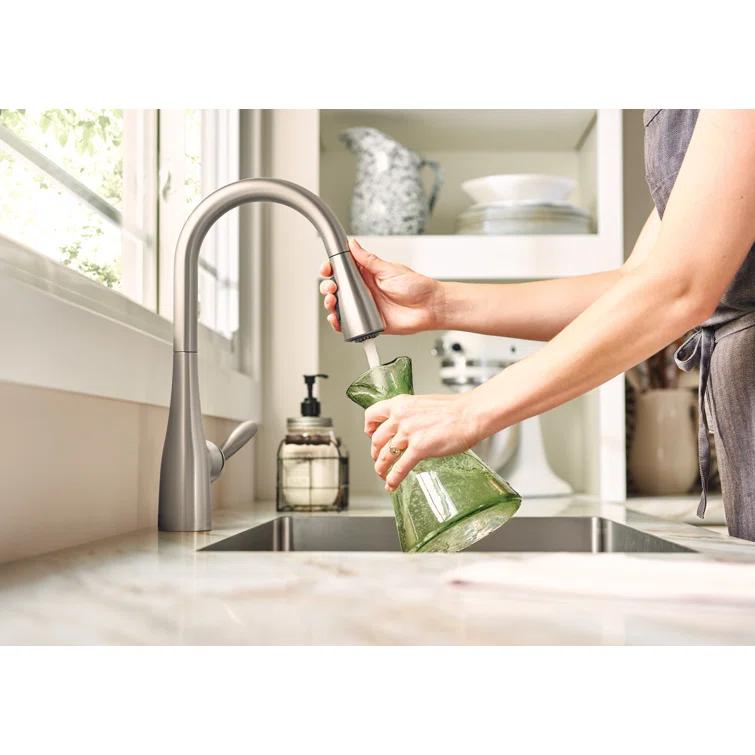 Moen Arbor One Handle Pulldown Kitchen Faucet Featuring Power Boost and Reflex