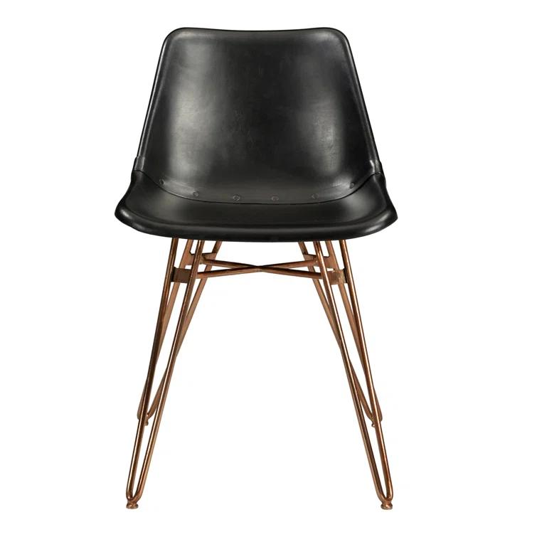 Gingerich 18'' H Genuine Leather Upholstered Side Chair