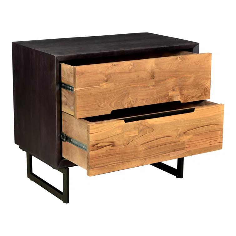 Moe's Home Collection Vienna 2-Drawer Wood Nightstand in Brown