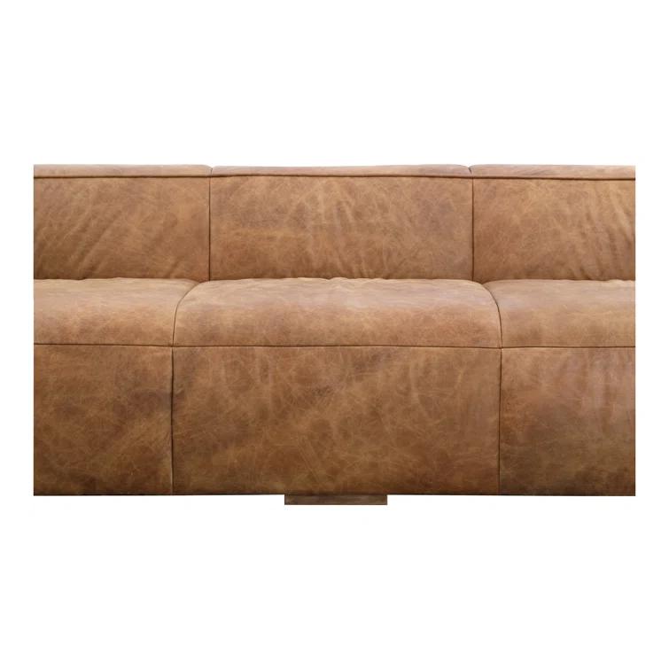 Bolton Cappuccino Genuine Leather Track Arm Sofa