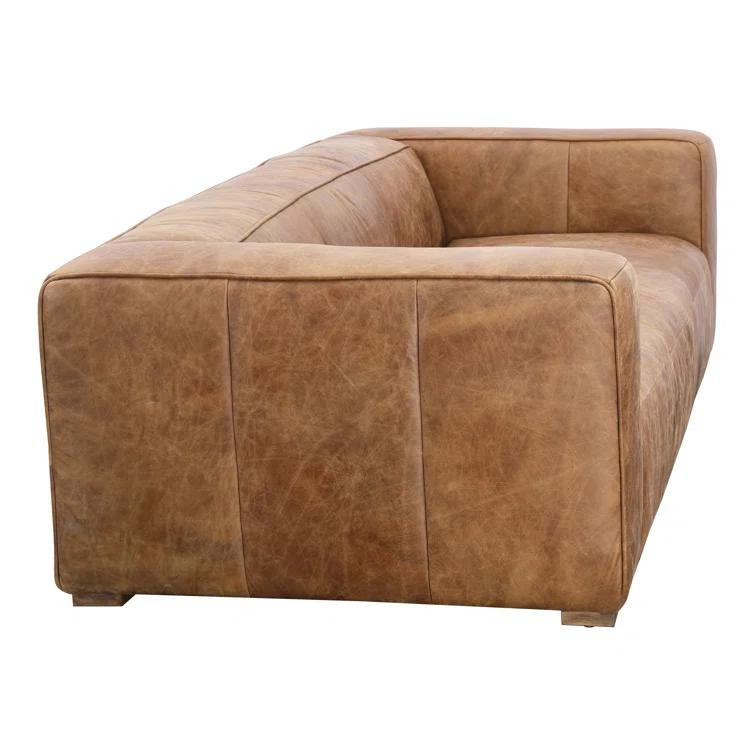 Bolton Cappuccino Genuine Leather Track Arm Sofa
