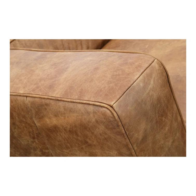 Bolton Cappuccino Genuine Leather Track Arm Sofa