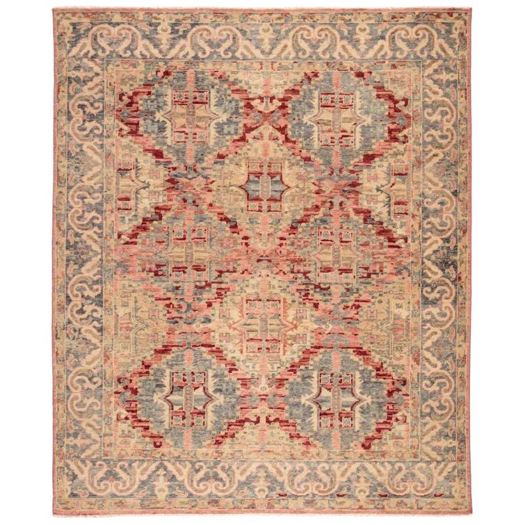 Inspirit Wool Oriental Area Rug in Blue/Beige/Red