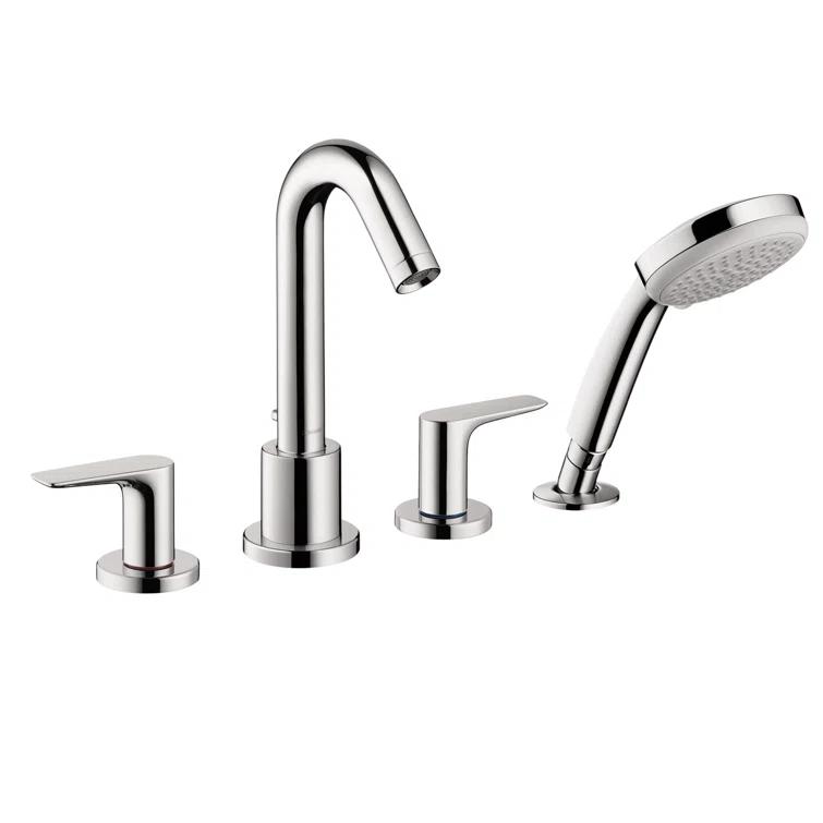 Logis Double Handle Deck Mounted Roman Tub Faucet Trim with Diverter and Handshower