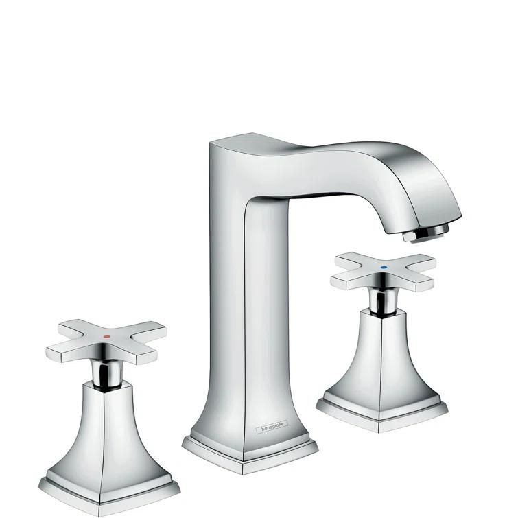 Hansgrohe Metropol Classic Widespread Faucet 160 with Cross Handles and Drain Assembly, 1.2 GPM