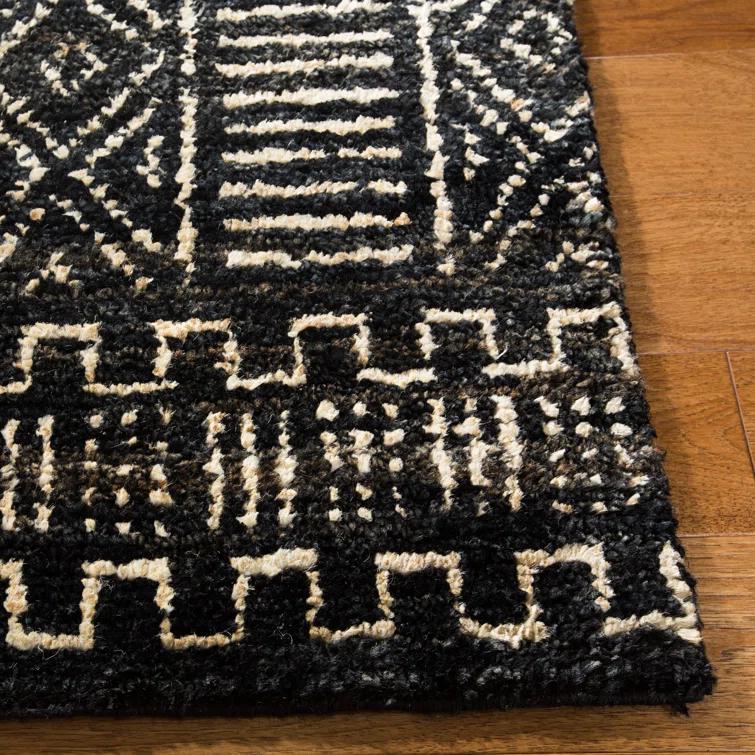 Night & Cream Tribal-Inspired Hand-Knotted Wool-Blend 9' x 12' Rug