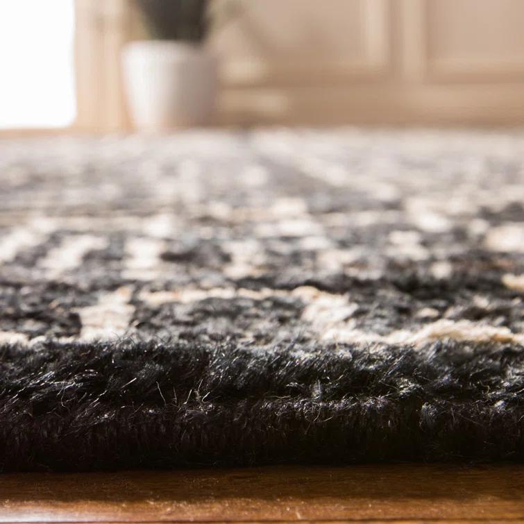 Night & Cream Tribal-Inspired Hand-Knotted Wool-Blend 9' x 12' Rug