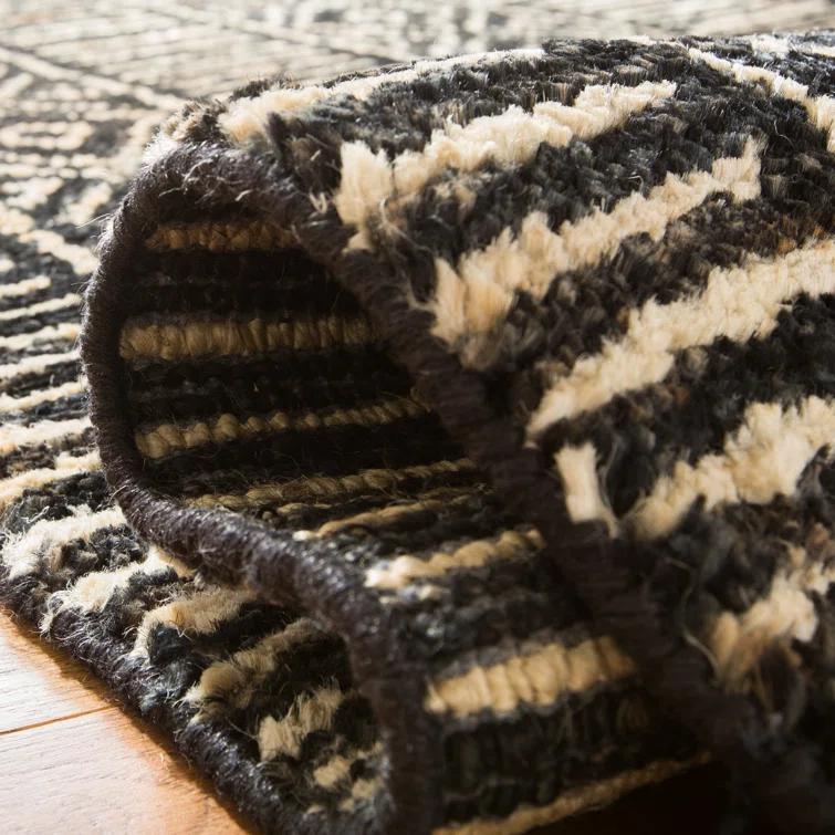 Night & Cream Tribal-Inspired Hand-Knotted Wool-Blend 9' x 12' Rug