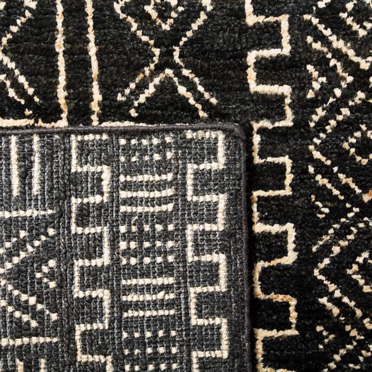 Night & Cream Tribal-Inspired Hand-Knotted Wool-Blend 9' x 12' Rug