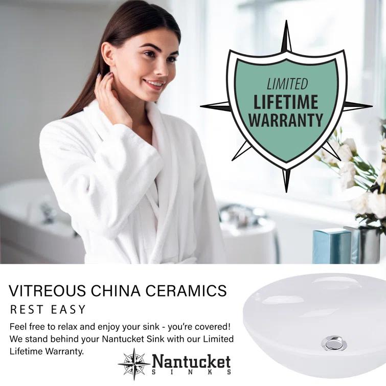 Nantucket Sinks Brant Point 16.63'' White Vitreous China Circular Bathroom Sink