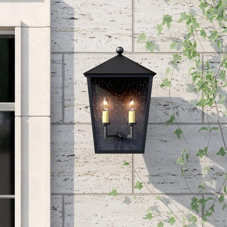 Midnight Black Iron 2-Light Outdoor Wall Lantern
