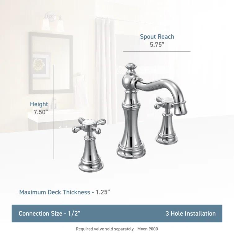 Moen Weymouth Two-Handle Widespread Bathroom Faucet Trim Kit, Valve Required