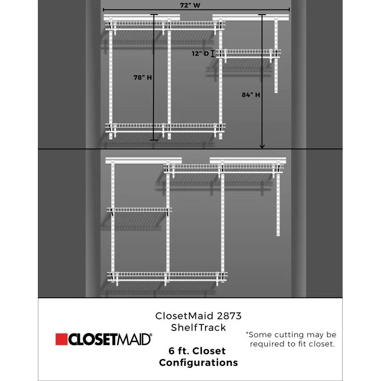 ShelfTrack 48" W - 72" W Closet System Starter Kit