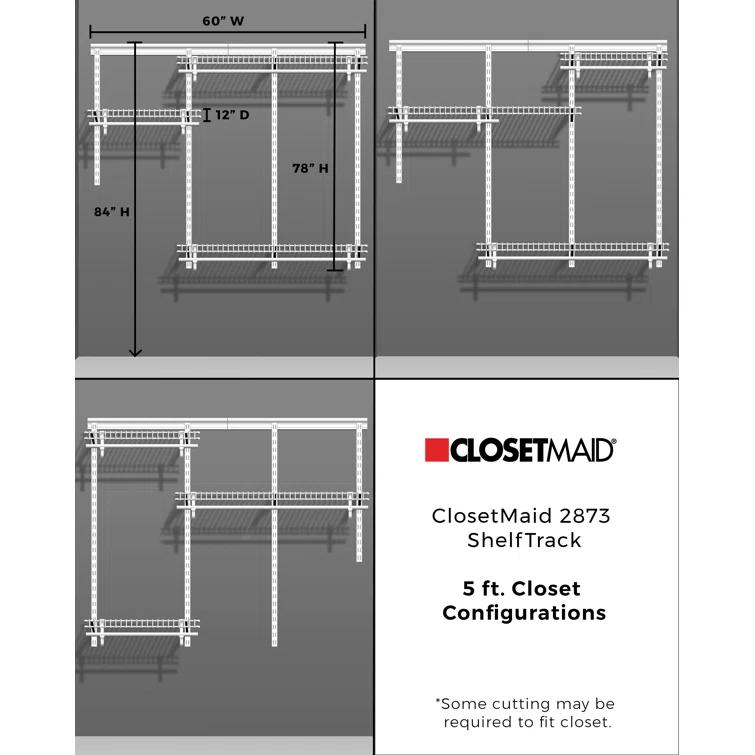ShelfTrack 48" W - 72" W Closet System Starter Kit