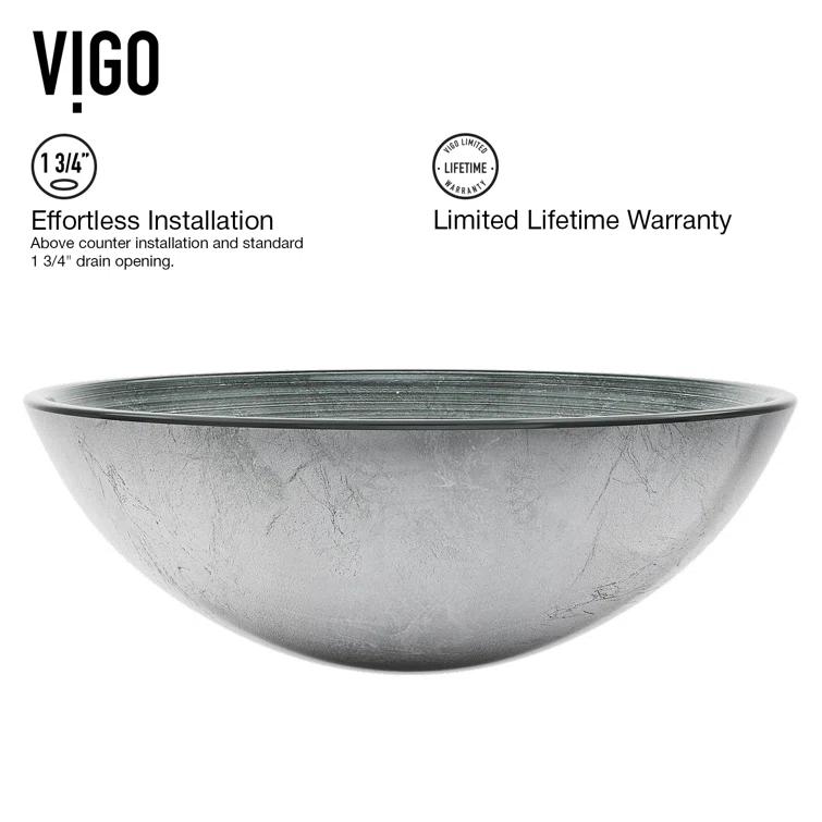 Russet Glass 17" L 17" W 6" H Round Vessel Bathroom Sink