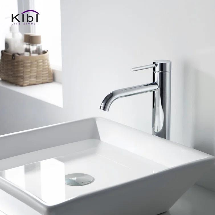 KIBI C-KBF1009CH-KPW101CH Circular Vessel Sink Faucet Single-handle Bathroom Faucet