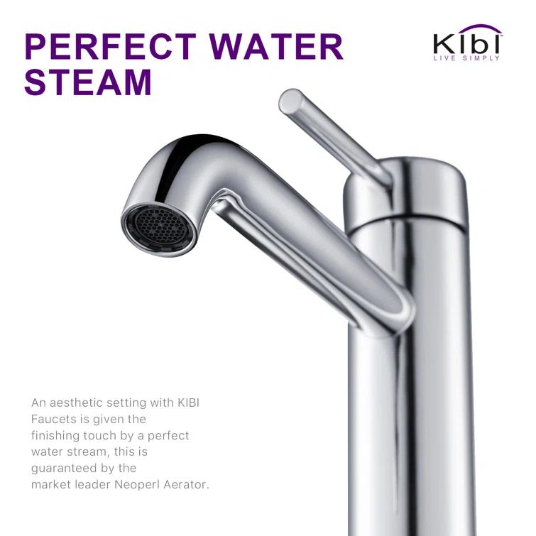KIBI C-KBF1009CH-KPW101CH Circular Vessel Sink Faucet Single-handle Bathroom Faucet