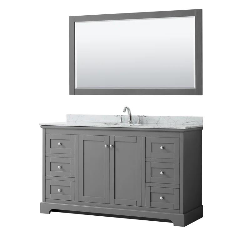 Wyndham Collection Avery 60" Single Bathroom Vanity Set with Mirror & Reviews | Wayfair