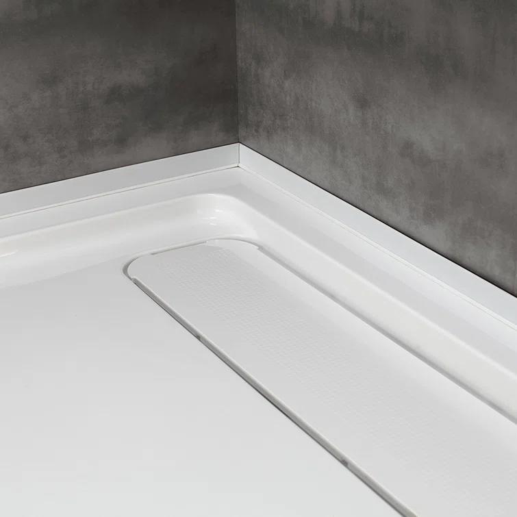 OVE Decors 48" x 32" Rectangle Shower Base Pan, White Acrylic, Hidden Side Drain, Reversible Design
