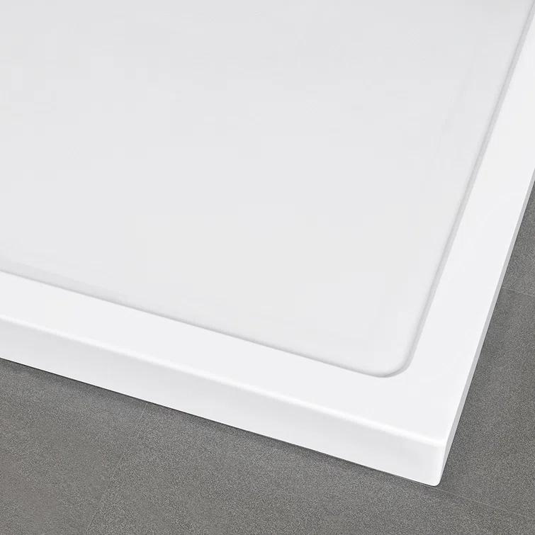OVE Decors 72" x 36" Rectangle Shower Base Pan, White Acrylic, Hidden Side Drain, Reversible Design
