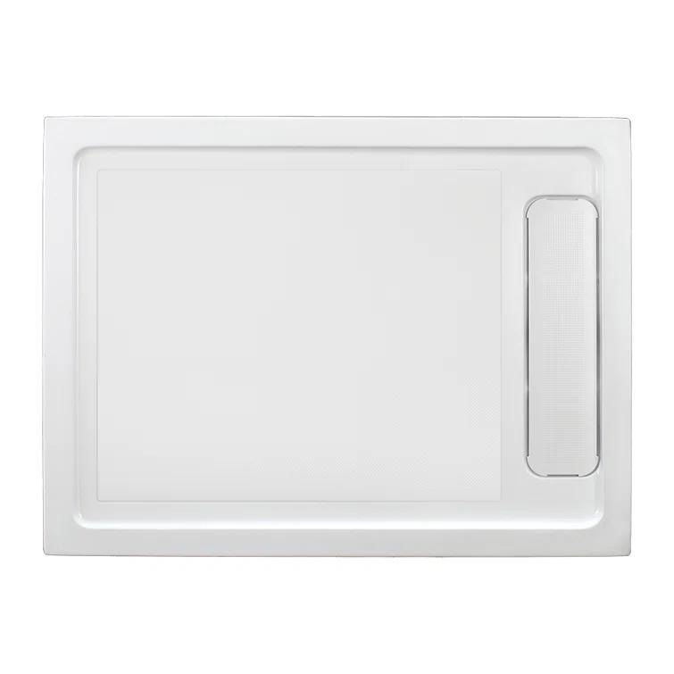 OVE Decors 48" x 32" Rectangle Shower Base Pan, White Acrylic, Hidden Side Drain, Reversible Design