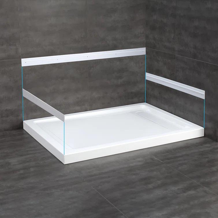 OVE Decors 48" x 32" Rectangle Shower Base Pan, White Acrylic, Hidden Side Drain, Reversible Design