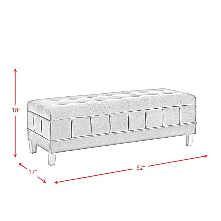 Picket House Furnishings Jude Tufted Storage Ottoman Green: Upholstered Bench with Foam Fill & Plywood Frame