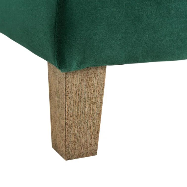 Picket House Furnishings Jude Tufted Storage Ottoman Green: Upholstered Bench with Foam Fill & Plywood Frame