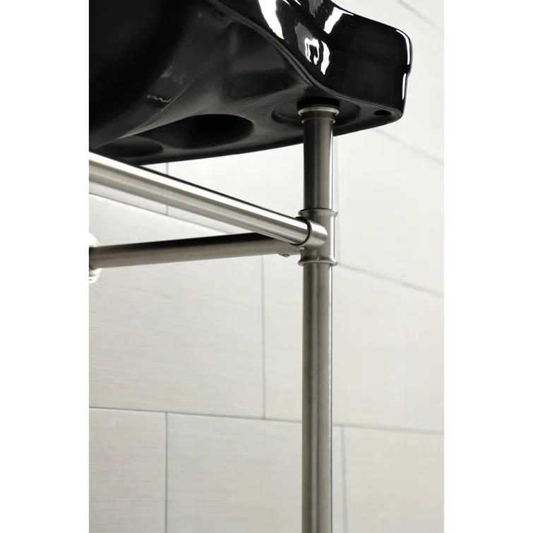 Kingston Brass Imperial 36-Inch Ceramic Console Sink Basin with Stainless Steel Legs (8-Inch, 3-Hole)